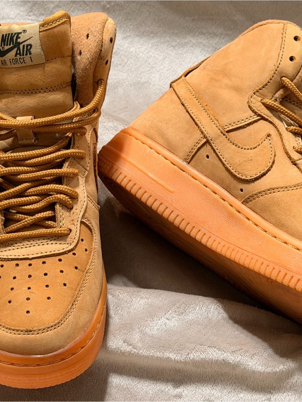 Nike Air Force 1 High Top Sneakers - Wheat/Tan